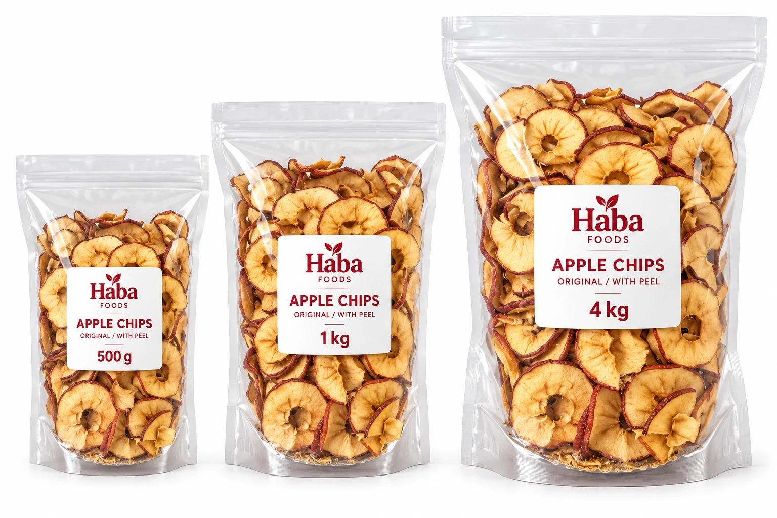 Transparent bulk pouches 500 g, 1 kg and 4 kg