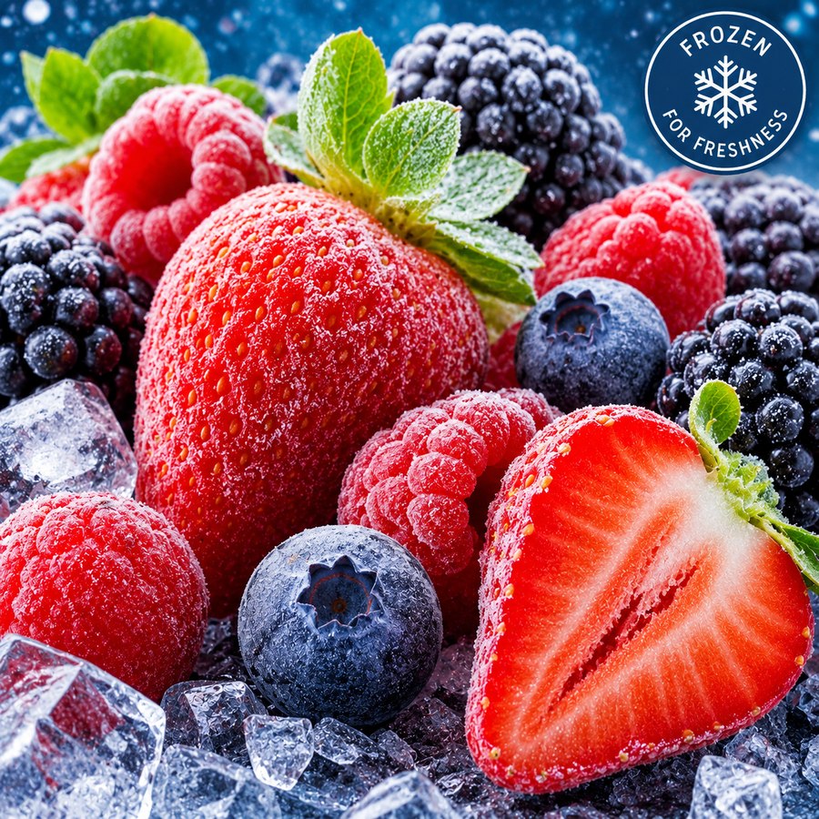 Fruits et baies surgelés — framboise IQF, fraise, myrtille, mûre